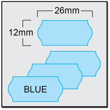 CT4 2612 price gun label in blue showing dimensions