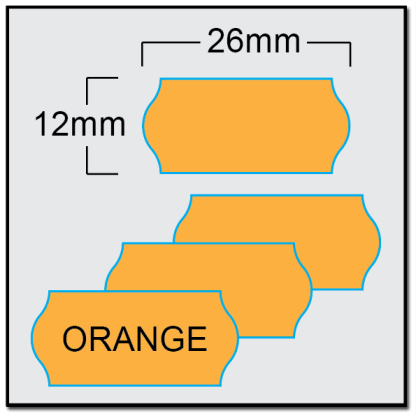 CT4 2612 price gun label in orange showing dimensions
