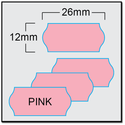 CT4 2612 price gun label in pink showing dimensions