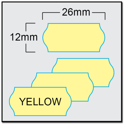 CT4 2612 price gun label in yellow showing dimensions