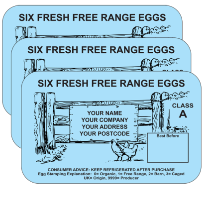 PL1 Egg box labels design in blue
