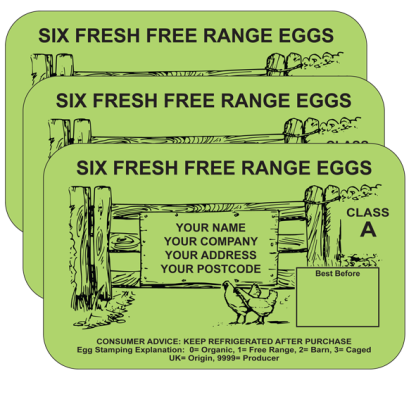 PL1 Egg box labels design in green
