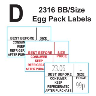 2316 D Best Before Size Egg Labels
