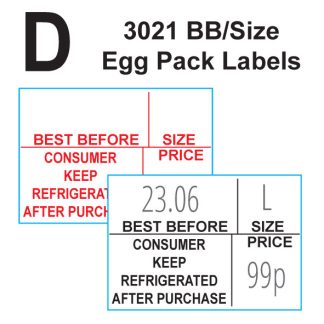 3021 D Best Before & Size Egg Box Labels