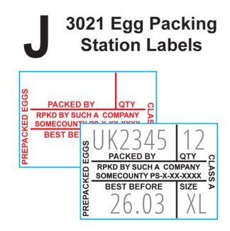 J-type 3021 egg packing station label