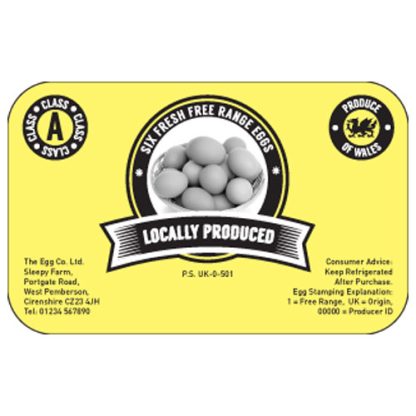 Yellow Custom Egg Box Label (half dozen) example