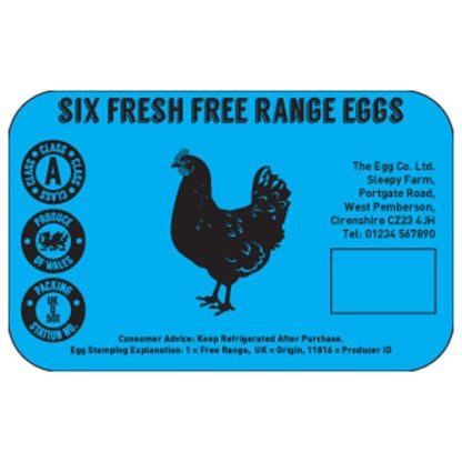 Blue Custom Egg Box Label (half dozen) example