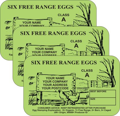 Example PL4 Egg Box Labels Design in green