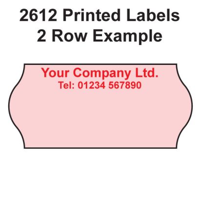 CT4 2612 Printed Labels 2 Row example Pink printed Red