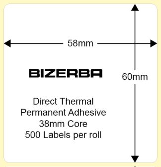 Bizerba 58 x 60mm Plain Weigh Scale Labels